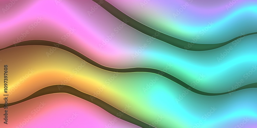 Poster dynamic gradient spectrum design with bold waves in vibrant colors for creative projects