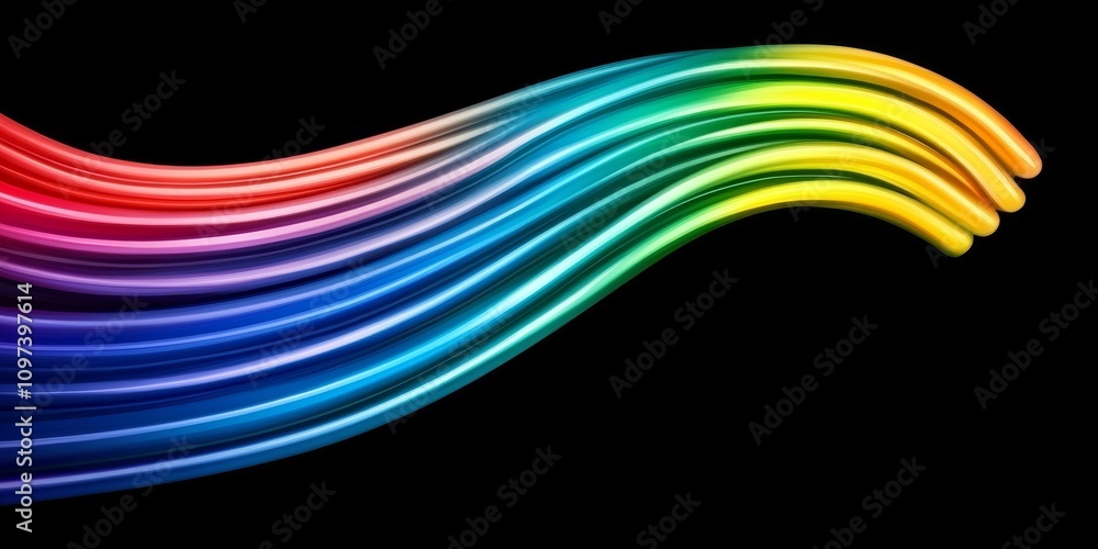 Poster Dynamic Gradient Spectrum Design with Bold Colors Flowing on Black Background for Creative Projects