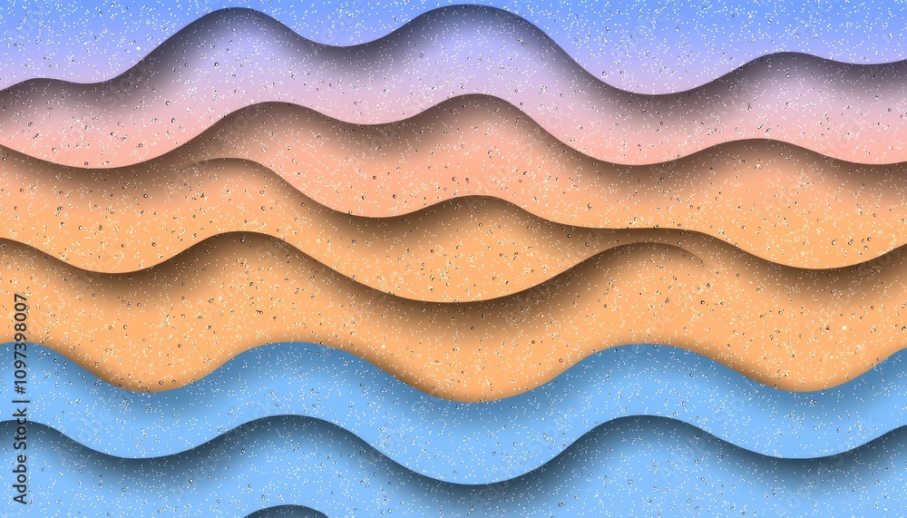 Poster soft minimalist abstract design with wavy patterns in pastel colors and textured surface