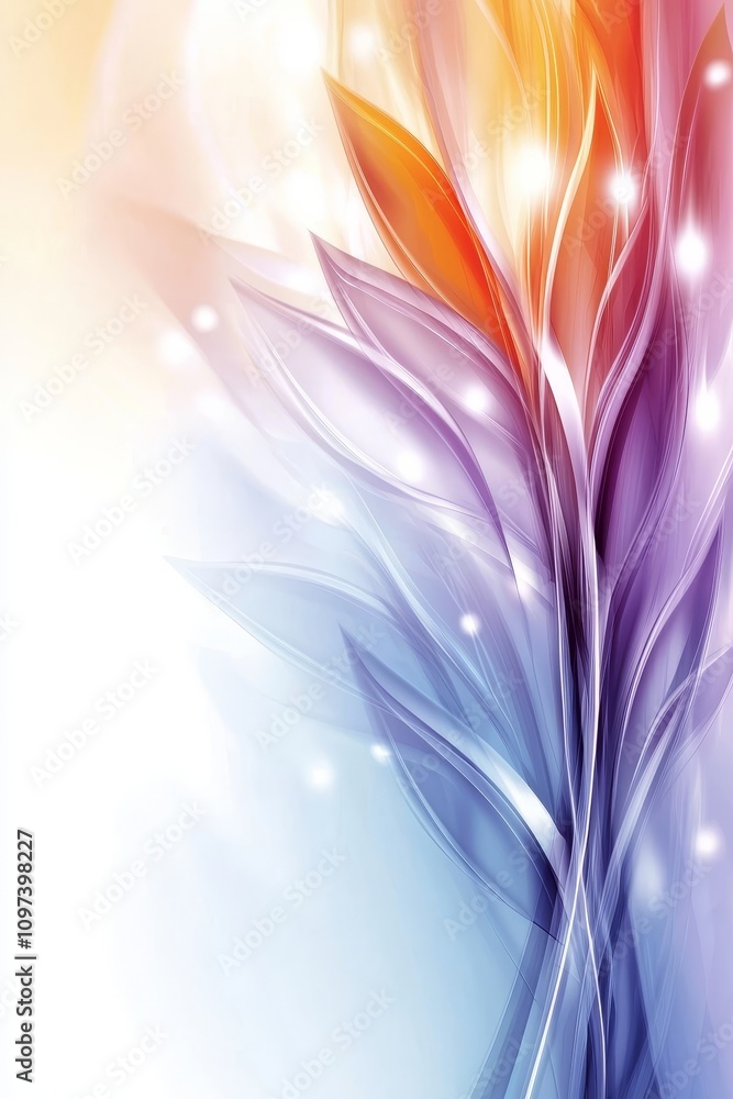 Poster sleek and modern abstract design with colorful flowing shapes and soft light effects
