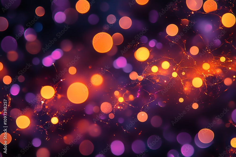 Poster A vibrant abstract background with colorful orbs and glowing elements.