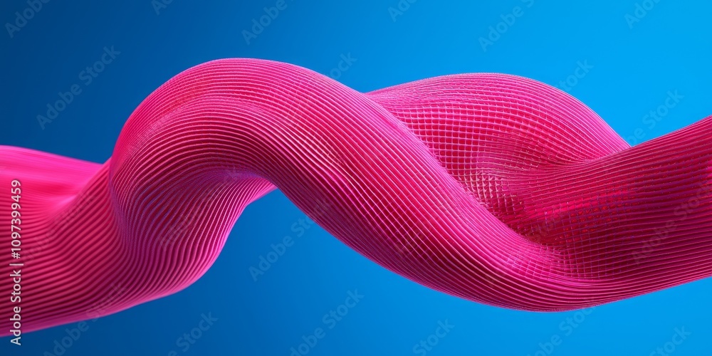 Poster bright and captivating abstract artwork featuring a dynamic twisting flow of vivid pink patterns aga