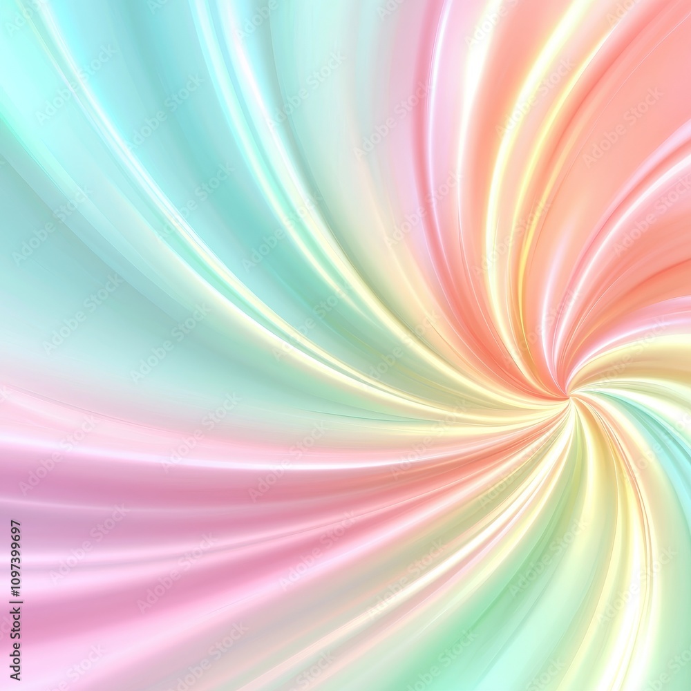 Poster radiant abstract digital art with neon gradients in soft pastel colors and smooth flowing patterns