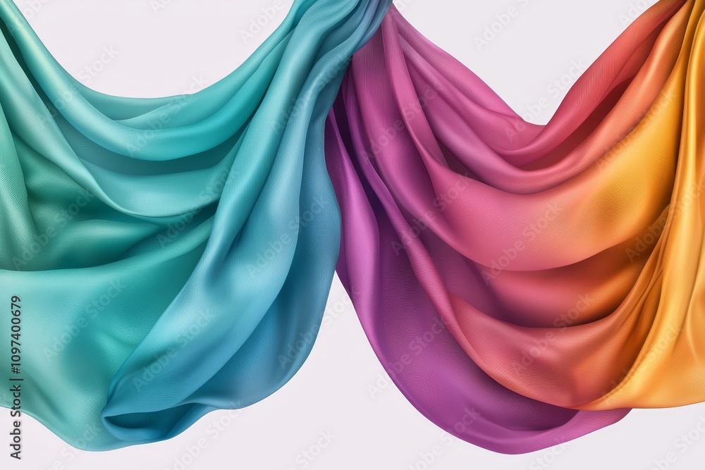 Aufkleber abstract neon gradient art with smooth textures and flowing drapes in vibrant color palette