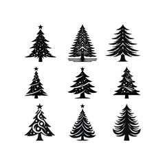 Obraz premium Christmas tree logo vector illustration template. Simple image collection design icon black and white