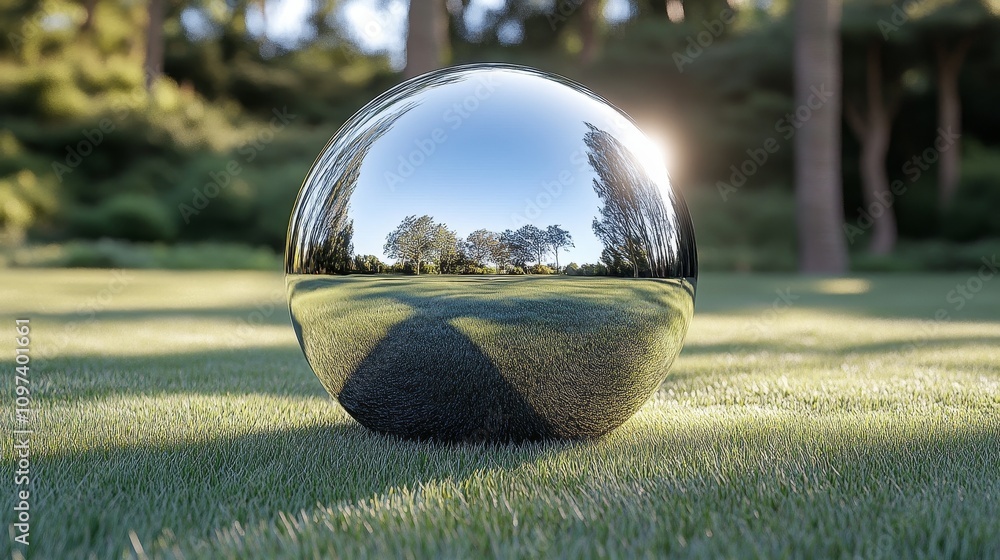 Aufkleber metallic angular ball model with sharp edges and reflective surfaces, showcasing a modern geometric 