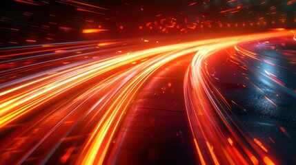 Obraz premium Abstract image of light trails, suggesting speed and movement in a dynamic environment.