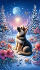Schäferhund im Winter