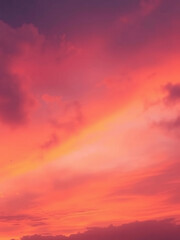 Obraz premium Gradual blend of orange and purple hues in a watercolor-inspired sunset sky background, sunset atmosphere, natural scenery, watercolor effect