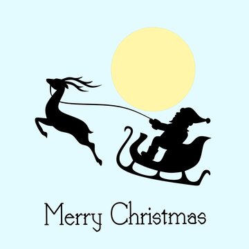 Santaclaus flying with deer sleight colorful design vector,santa fly with deer sleight on colorfull for background poster