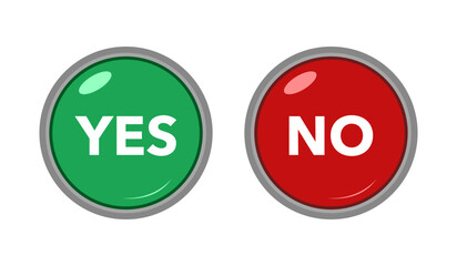 Yes and No button in flat design on white background. Approved and Rejected.