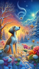 Obraz premium Saluki - Windhund im Winter