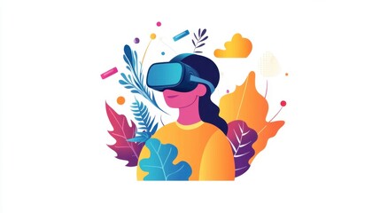 Person Using VR Headset in Virtual Reality Experience