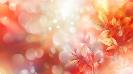 Vibrant autumn leaves bask in warm sunlight against a shimmering background