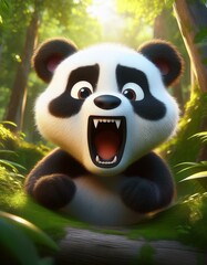Obraz premium baby panda eating bamboo
