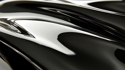 Abstract Black and White Liquid Surface with Curved Lines