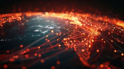 A digital representation of Earth with glowing connections, symbolizing global networks.