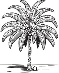 Obraz premium Palm Tree Line Art Drawing - Vector Illustration