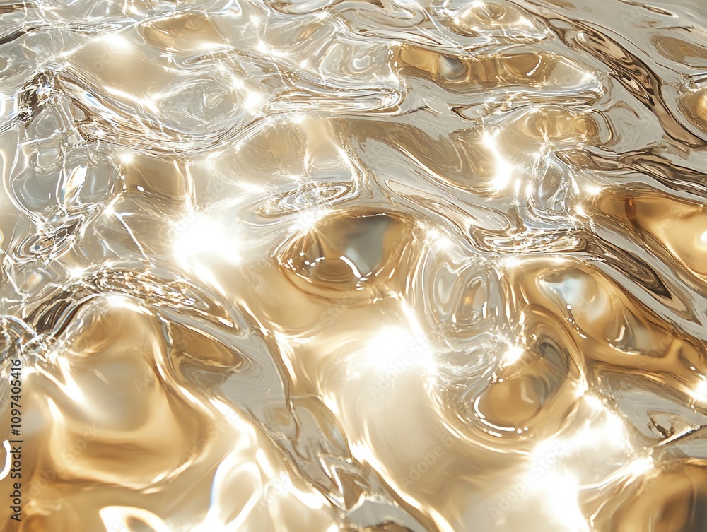 Aufkleber A shimmering surface of liquid with reflections and ripples, creating a dynamic visual effect.