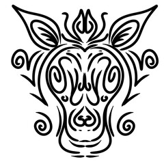 illustration of a horse's head using expressive line techniques