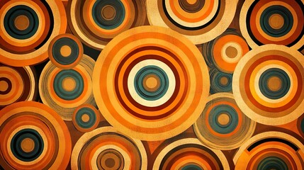 Fototapeta premium Retro Geometric Pattern with Colorful Circular Rings. Ideal for nostalgic or creative themes.