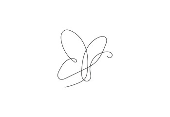 Continuous Line art of beautiful Butterfly drawing, vector design concept