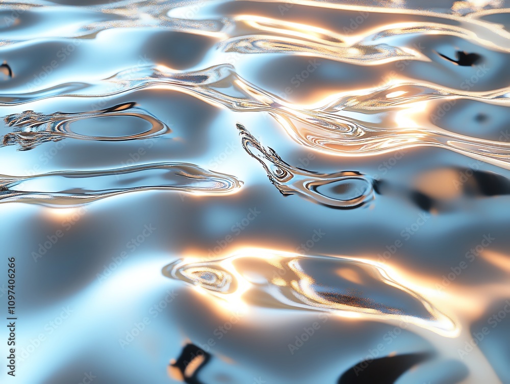 Poster A close-up view of shimmering water with reflections and ripples.