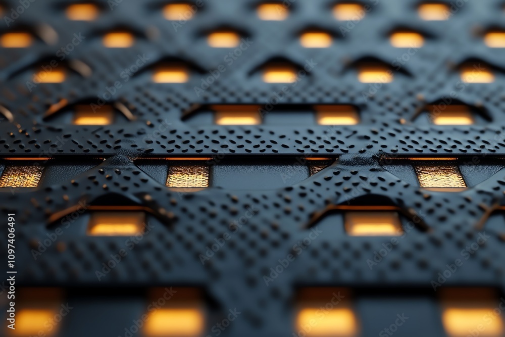 Poster A textured surface with illuminated windows resembling a stylized building facade.