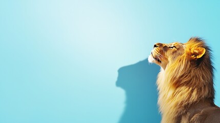 Majestic Lion Against Blue Background