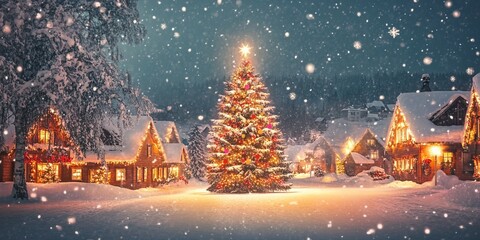 Fototapeta premium christmas tree in the night