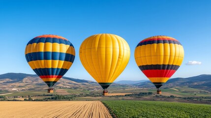 Fototapeta premium Hot Air Balloons over Tuscan Landscape 