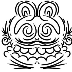 illustration of a frog's head using expressive line techniques