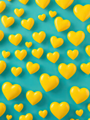 Vibrant yellow heart shapes on a seamless background, romance, decoration, hearts, bright