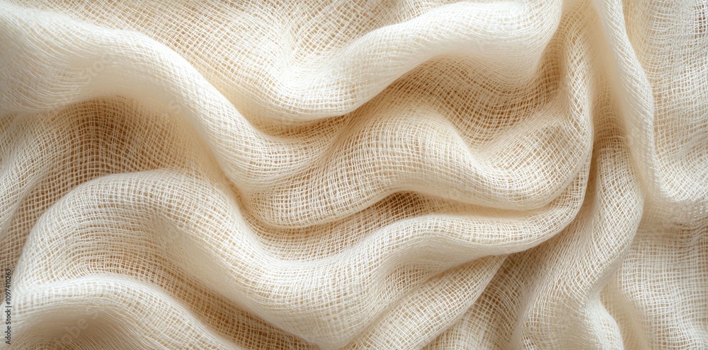 Poster a close-up of soft, textured fabric with gentle waves and a light color.
