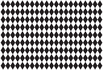 Seamless diamond harlequin geometric background pattern. Tileable black and white circus clown vintage wallpaper texture. Monochrome greyscale rhombus tile mosaic or diagonal checker backdrop..