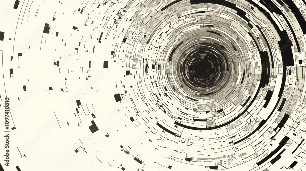 Poster a circular maze of lines and angles in monochromatic shades leaving you entranced by its intricate s
