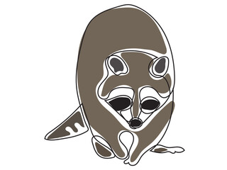 Raccoon in a continuous line pattern and the lines can be edited later.