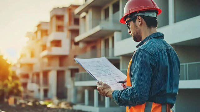 Animation of A construction worker in a hard hat and safety vest