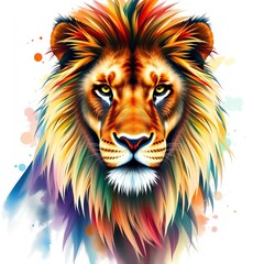 Watercolor Lion painting,