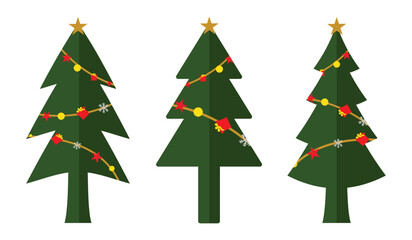 Pine icon set. Fir tree vector set.