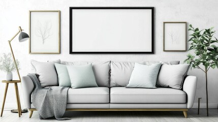 Modern Living Room Decor With Gray Sofa And Artwork