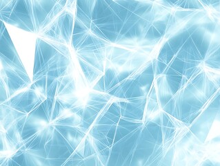 Futuristic low-poly geometric abstract design with blue wireframe and glowing orange network connections