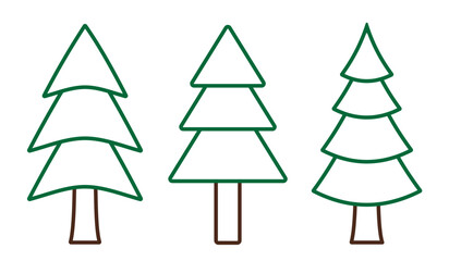 Fototapeta premium Simple Christmas tree icon in black outline