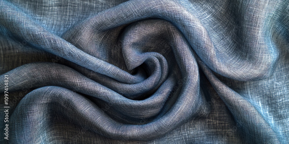 Poster a close-up of crumpled blue fabric showcasing texture and color.