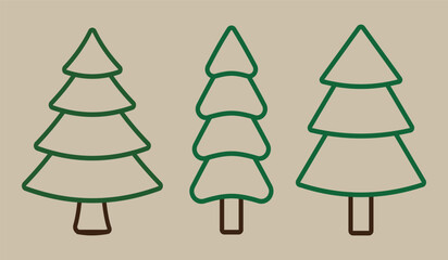 Simple Christmas tree icon in black outline