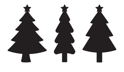 Christmas or Pine tree silhouette set collection vector illustration