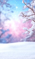 A serene winter landscape with snow-covered branches and soft colors.