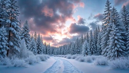 Snowy Winter Landscape in National Park