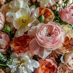 A Beautiful Assortment of Colorful Spring Flowers in Full Bloom Displaying Various Petals and Textures with Soft Lighting and Natural Arrangement