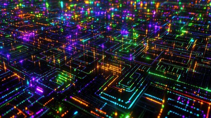 Abstract Digital Network Illuminated With Vibrant Colors